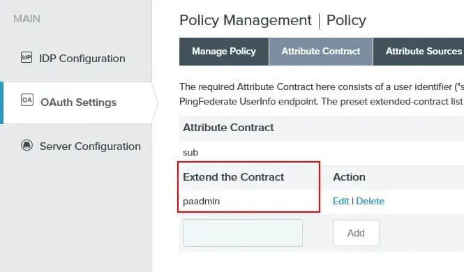 PingFederate PingAccess RBAC policy contract extension