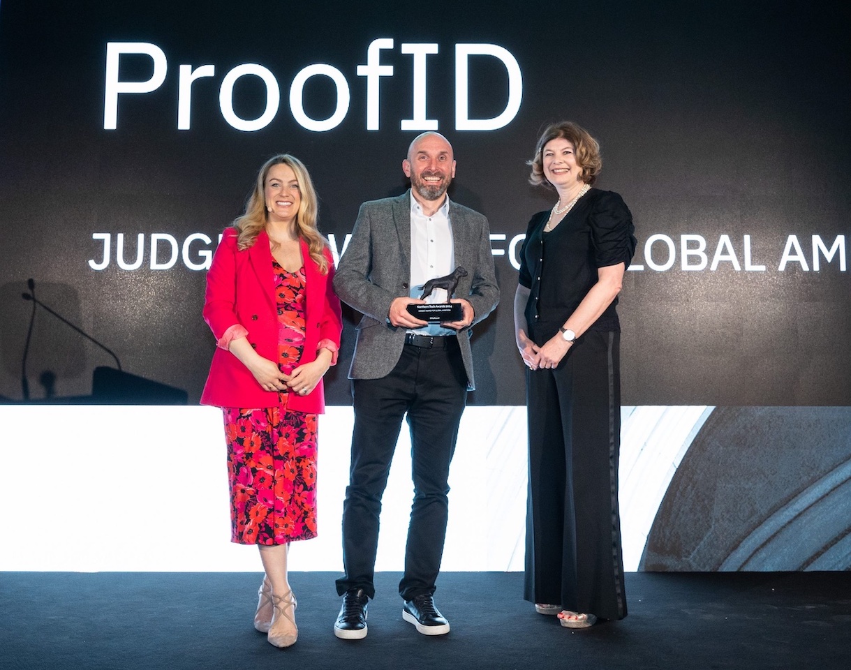 Peter Dolan, CFO of ProofID accepting the Judge’s Award for Global Ambition at the Northern Tech Awards